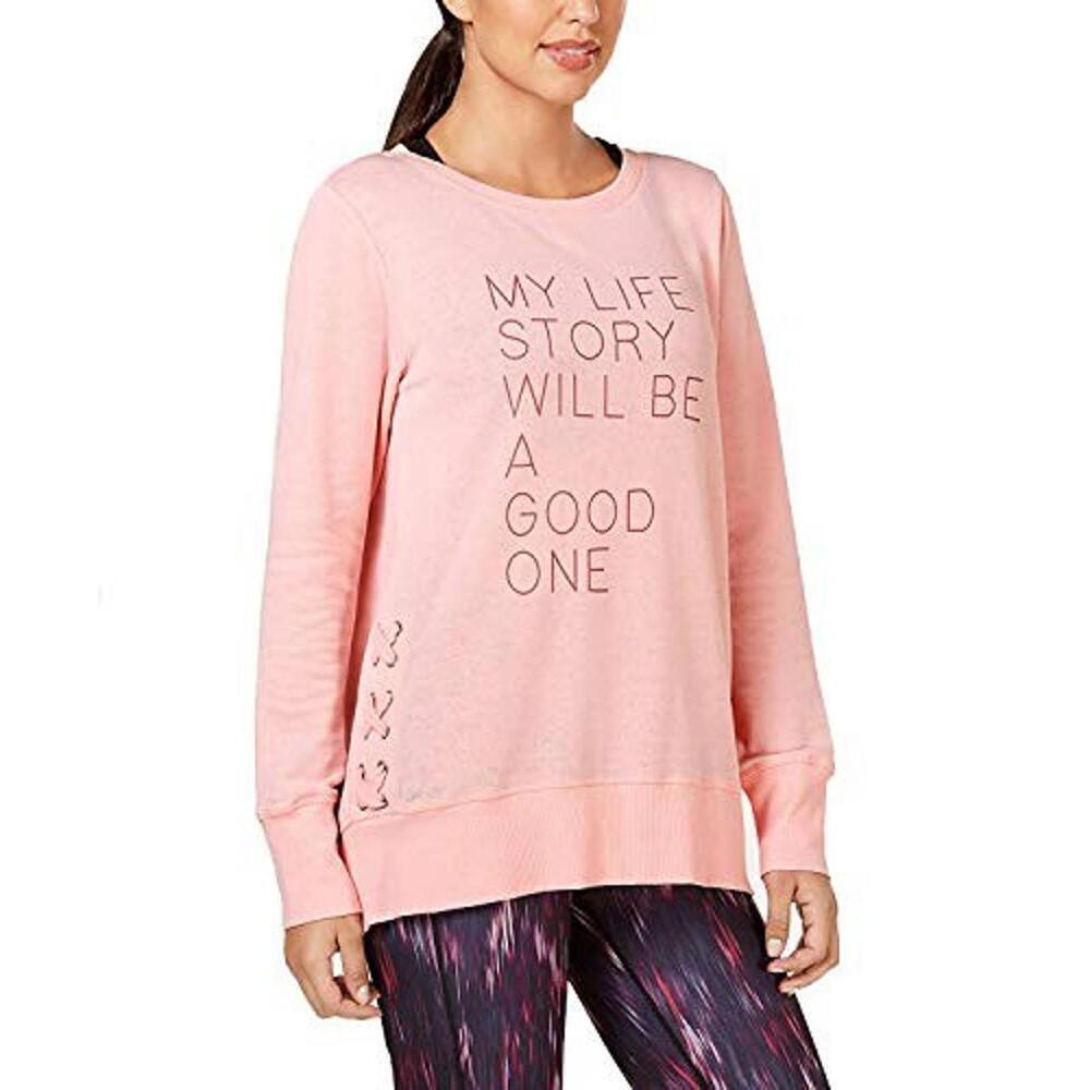 Ideology Womens Graphic Long-Sleeve Crisscross-Sides T-Shirt Size L